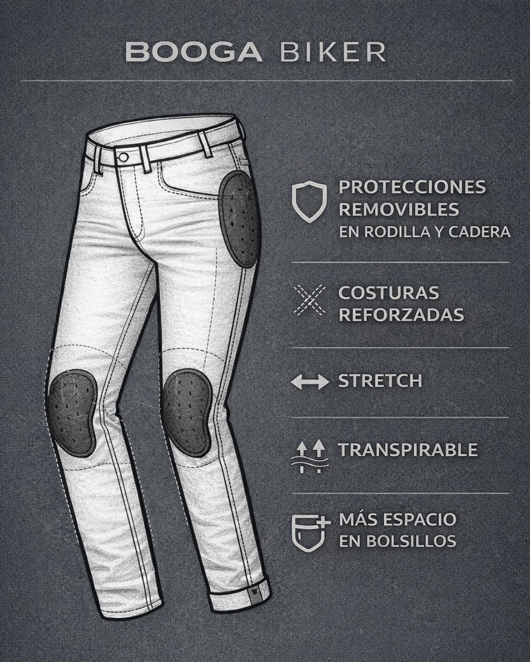 Jean UrbanGuard Cargo / Negro / Incluye Protecciones